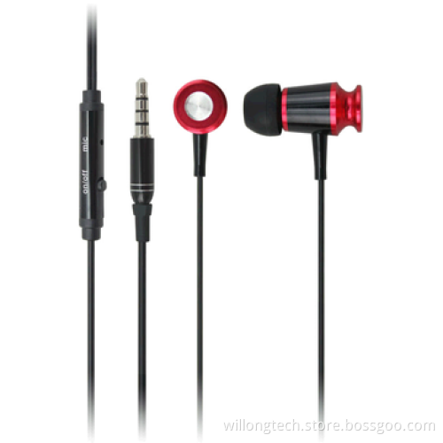 Colorful metallic earbuds, noise-cancelling, with volume control for mobile phone